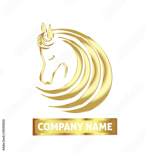 Horse logo business card gold vector design