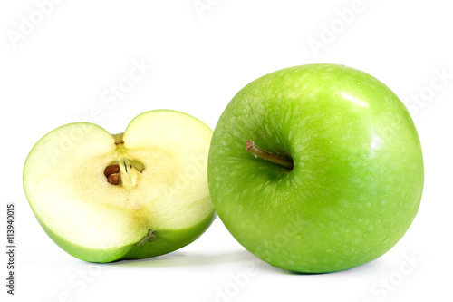 Green apple isolated on white background, with clipping path