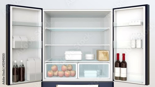 Smart refrigerator with touch screen. User can manage food or shopping via online shop.