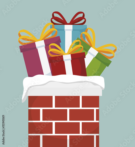 chimney with Christmas gifts isolated icon design, vector illustration  graphic 