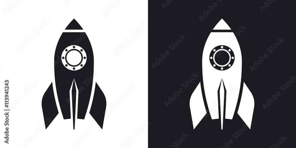 Rocket icon, vector. Two-tone version on black and white background Rocket icon, vector. Two-tone version on black and white background