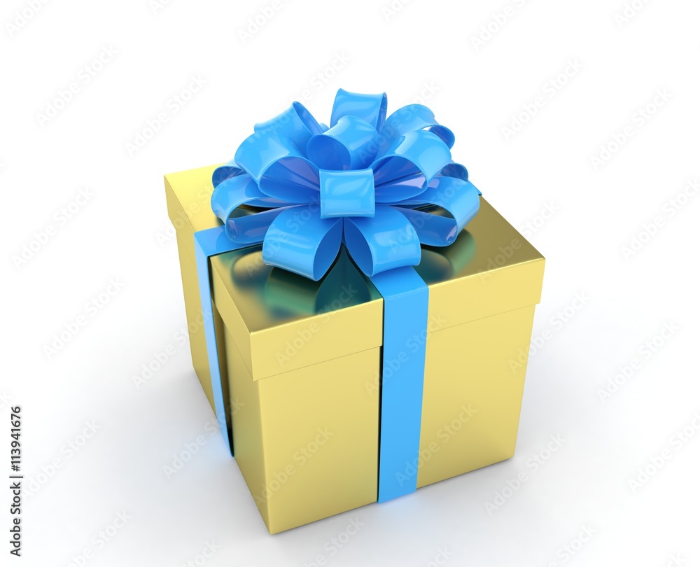 Obraz premium gift box with bows isolated on white. 3d rendering.
