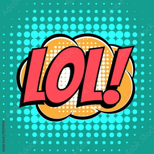 Lol comic book bubble text retro style