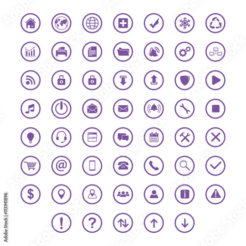 set icon flat with ring circle purple