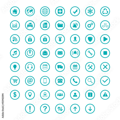 set icon flat with ring circle teal