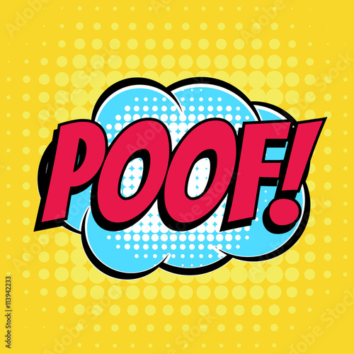 Poof comic book bubble text retro style