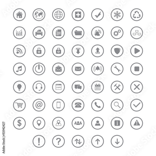 set icon flat with ring circle grey