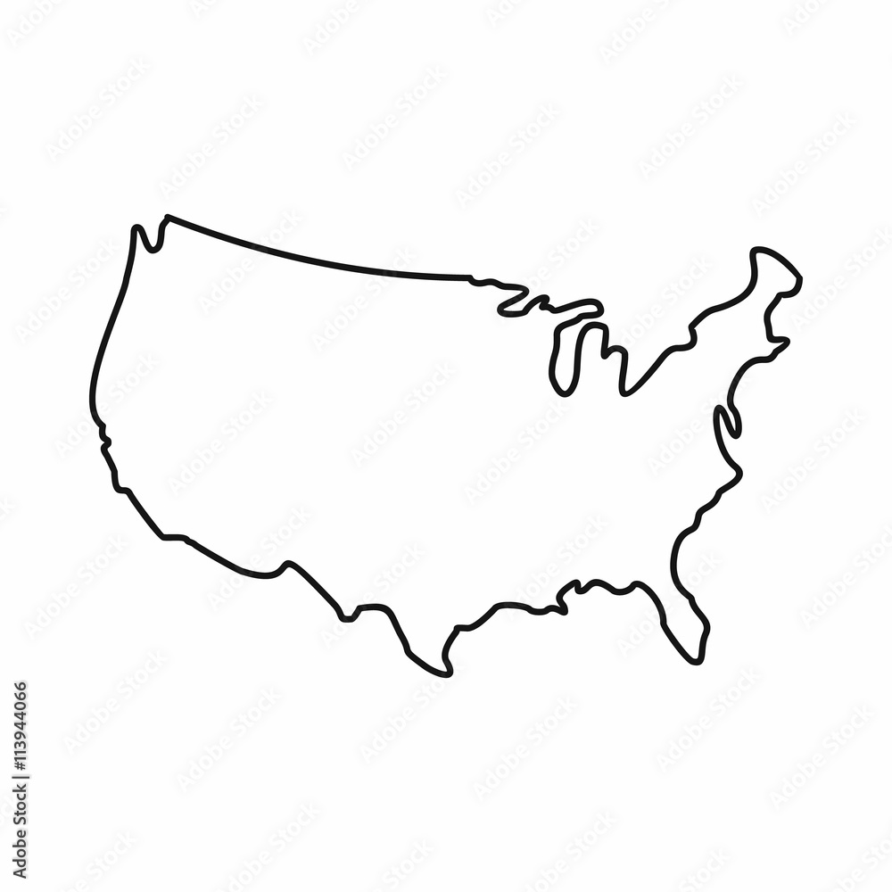 Fototapeta Ikona mapy USA, styl konspektu