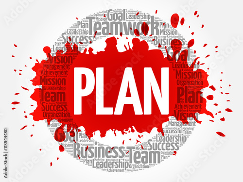 Plan circle word cloud, business concept
