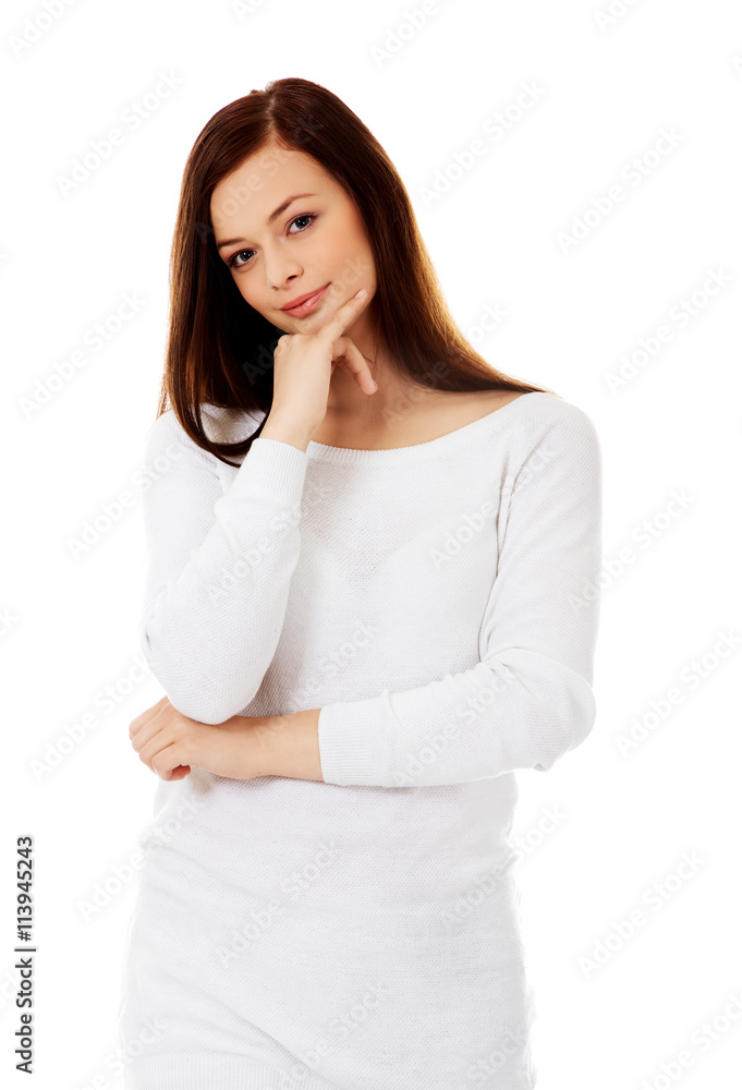 Smiling beautiful brunette young woman Smiling beautiful brunette young woman