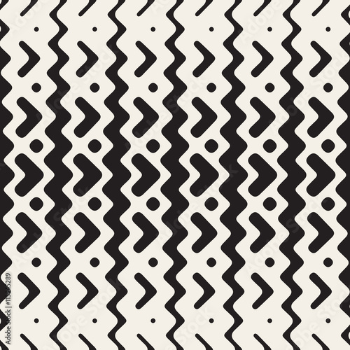 Vector Seamless ZigZag Rounded Lines Ethnic Pattern