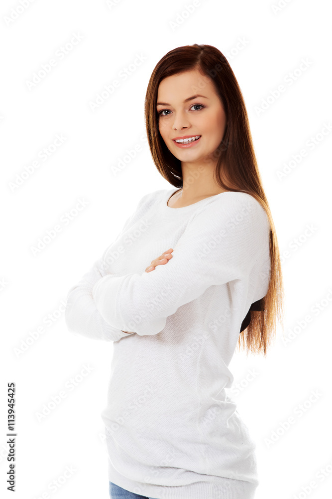 Smiling beautiful brunette young woman Smiling beautiful brunette young woman
