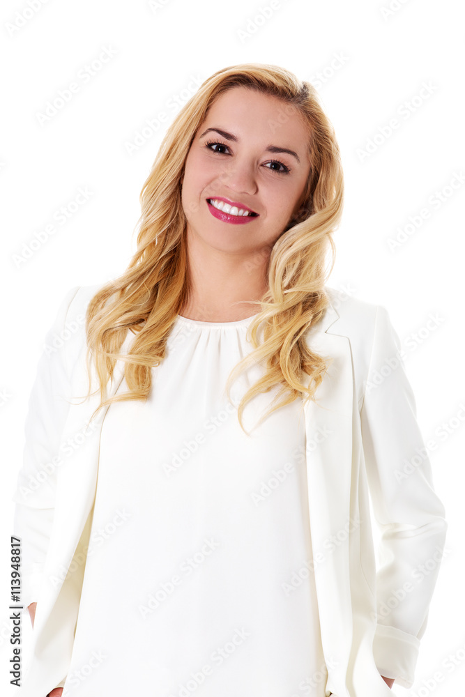 Portrait of attractive teenager girl smiling, over white. Portrait of attractive teenager girl smiling, over white.