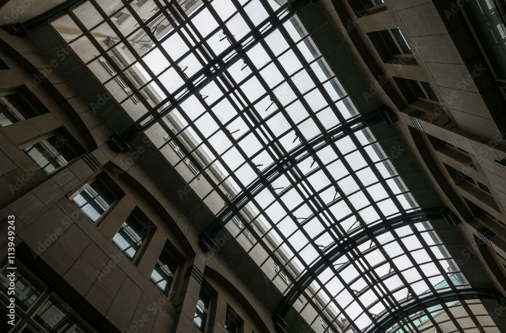 Glass roof of the building in the courtyard in Cologne