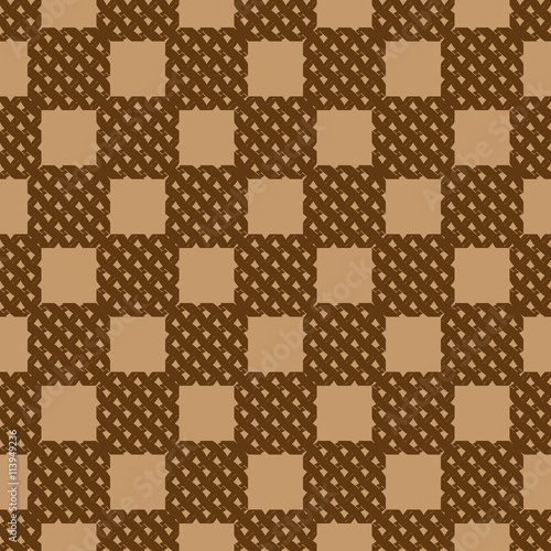 Abstract wicker geometric seamless pattern. Brown colors