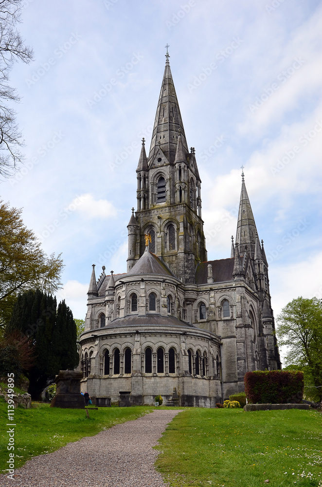 giant cathedral in the Cork city in Ireland vertical composition