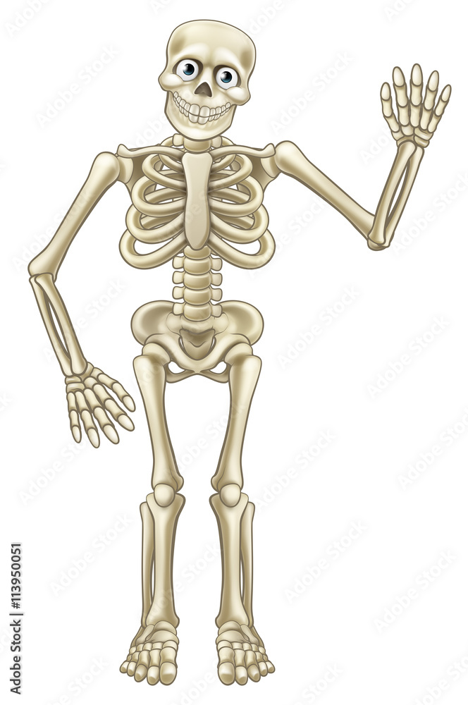 Fototapeta premium Cartoon Halloween Skeleton Waving
