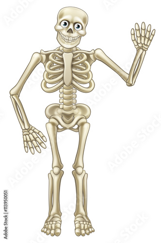 Cartoon Halloween Skeleton Waving