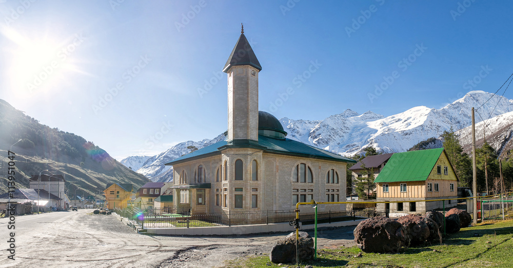 Local mosque in settlement Terskol near Elbrus, Caucasus