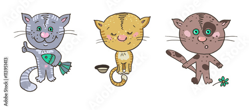 Three cats - smileys different emotions