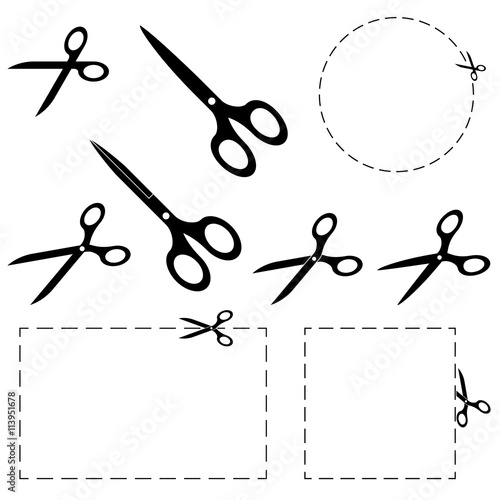 scissors with dashed line