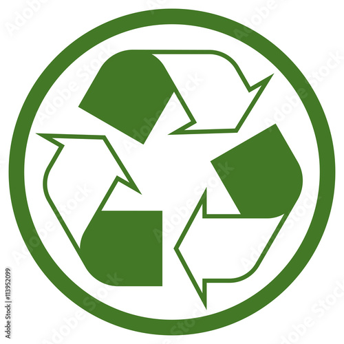 green recycling sign in circle