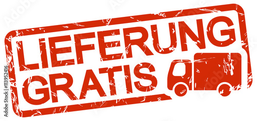 red stamp with text lieferung gratis