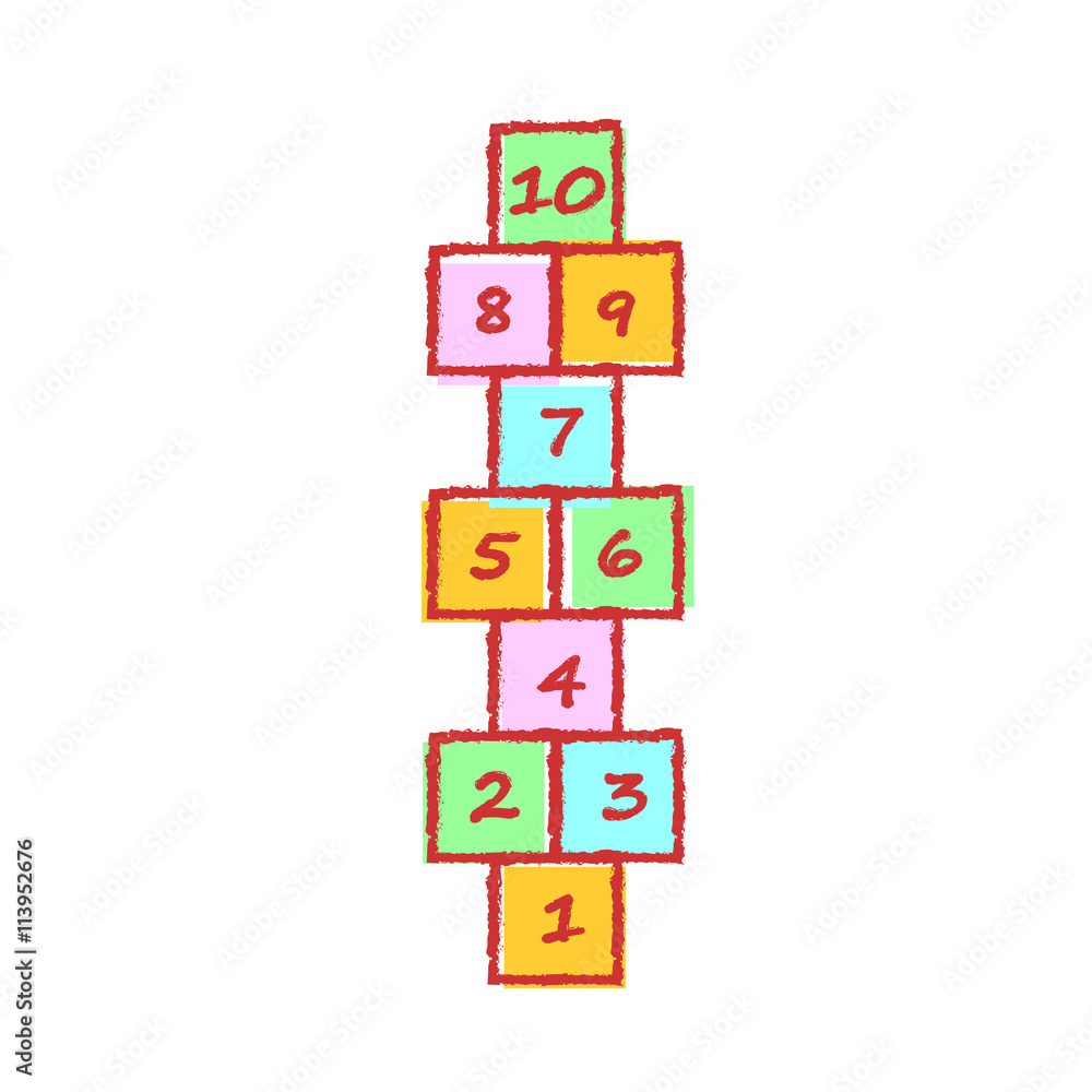 colorful illustration with hopscotch game colorful illustration with hopscotch game