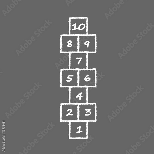 colorful illustration with hopscotch game