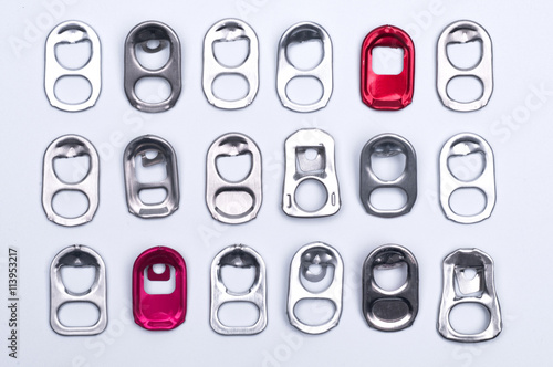 Metal ring pull can on white background
