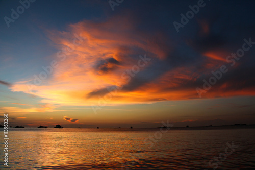 Sunset on the beach with beautiful sky © karnnapus