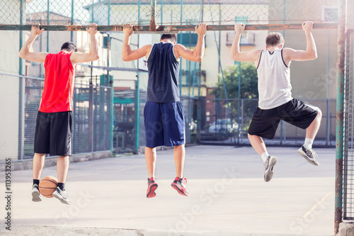 young basketball players are training for the match