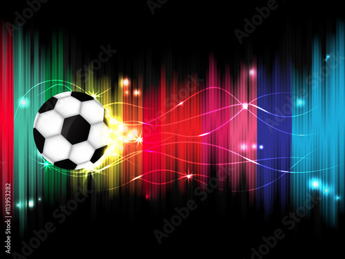 soccer ball or football on colorful sparkling abstract background