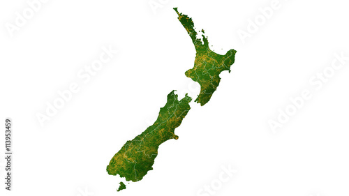 Fotografia, Obraz New Zealand country map detailed visualisation