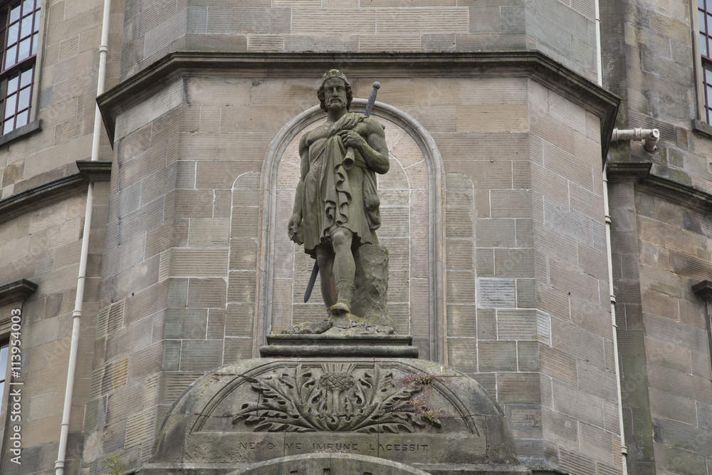 Athenaeum Building with Wee Wallace Statue, Stirling