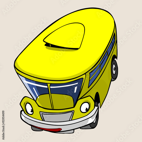 cartoon character yellow bus fun jump