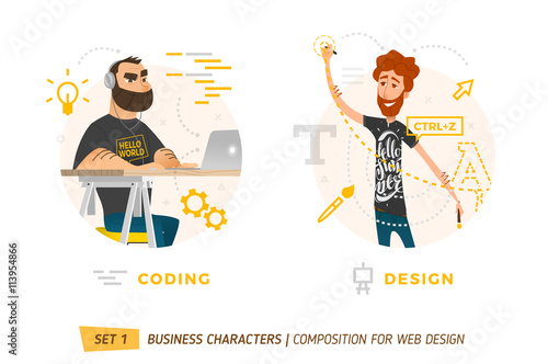 Business characters in circle.