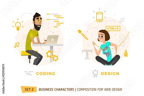 Business characters in circle.