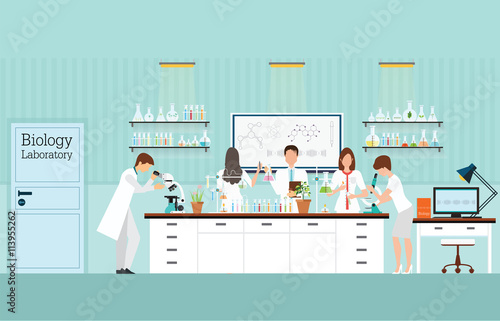 Scientist research and experiments at Biology Science lab interi