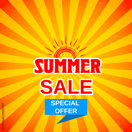 Vector summer sale template banner.