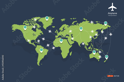 Flight Routes, Airplane transportation routes, Flight Travel routes, Vector EPS 10