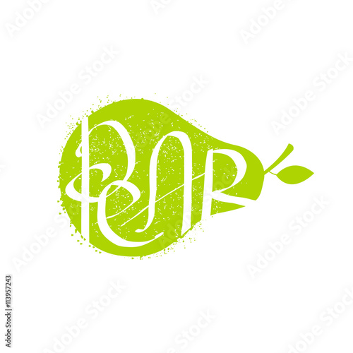 Pear Name Of Fruit Written In Its Silhouette