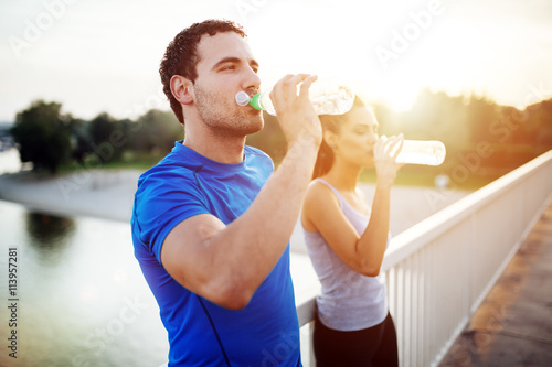 Couple staying hydrated photo