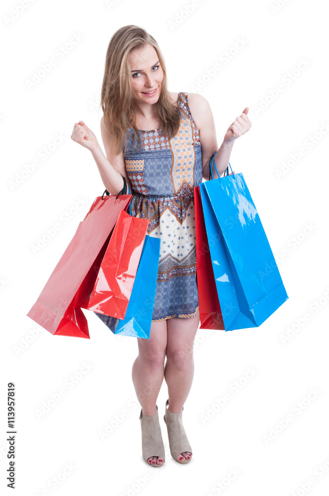 Beautiful and attractive woman with shopping bags looking excite
