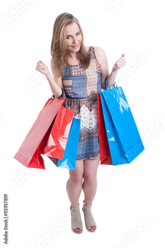 Beautiful and attractive woman with shopping bags looking excite
