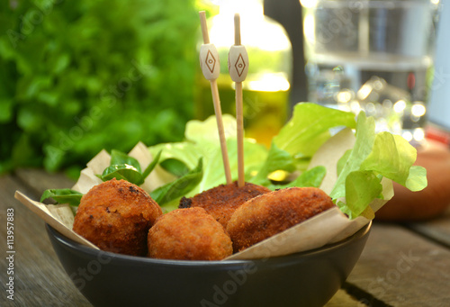 plate full of home-made croquettes of ham