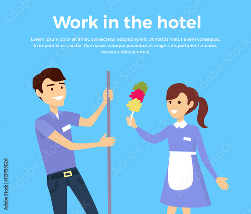 Work in Hotel Banner Design Flat
