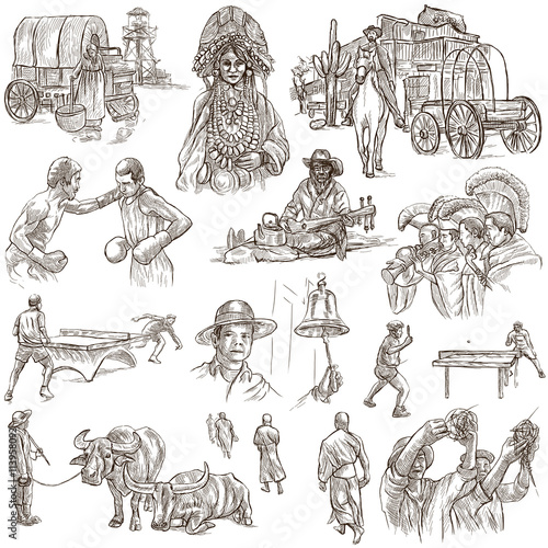 Fototapeta An hand drawn pack, collection - set of people