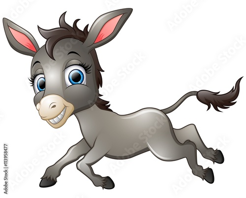 Happy donkey cartoon running
