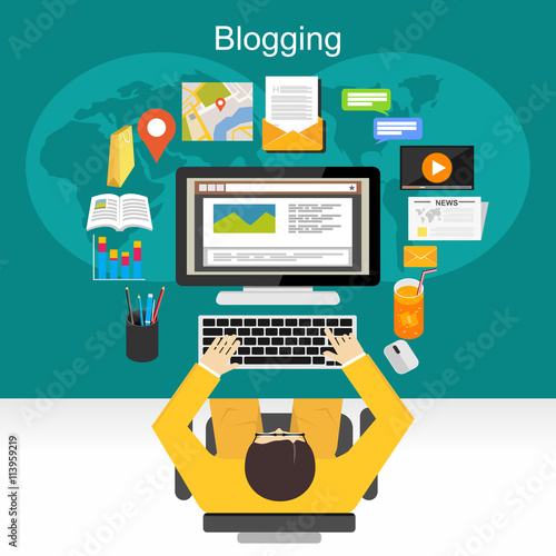 Blogging illustration concept.
